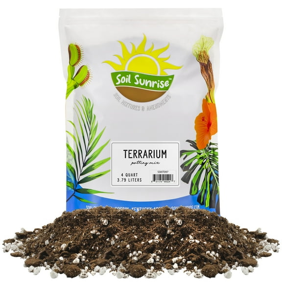 Terrarium Potting Soil Mix (4 Quarts), w/ Blended Filtering Charcoal Custom Made for Terrariums