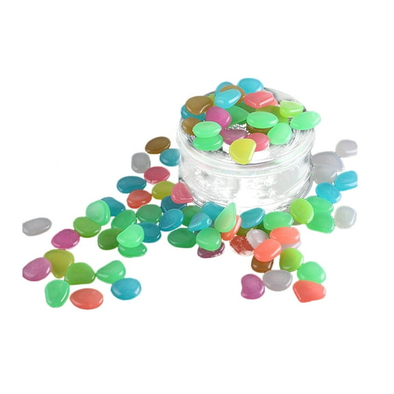 BESTOYARD Glow Pebble Stones Luminous Cobblestones Assorted Color 50Pcs