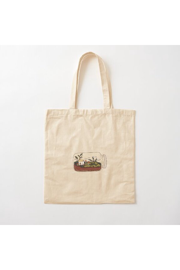Terrarium Style 002 Canvas Tote Bags, Reusable Shopping Bag