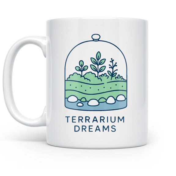 Terrarium 11 oz Coffee Mug - Blueprint for Plant Lovers White Ceramic Gift