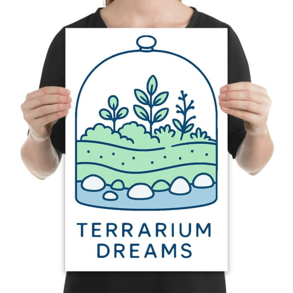 Terrarium escape, 13x19 glossy print for plant lovers and minimalist modern home decor
