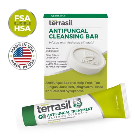 Terrasil Antifungal Treatment Kit Max Strength - Clotrimazole 1% Anti-Fungal Ointment (14gm) & Soap Bar (75gm)
