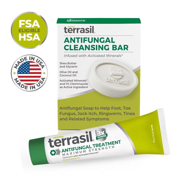 Terrasil Antifungal Treatment Kit - Clotrimazole 1% Anti-Fungal Ointment (14gm) & Soap Bar (75gm)