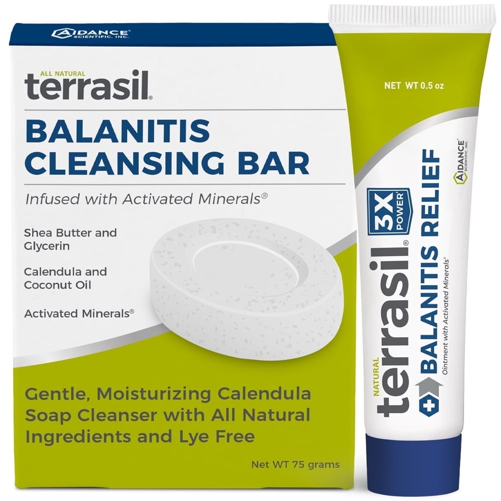 Terrasil Balanitis Treatment for Men - 2-Product Kit Balanitis Relief Ointment & Cleansing Bar - Natural Foreskin Cream (14gm Tube + Soap Bar)