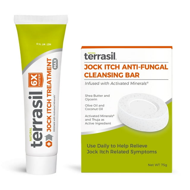 Terrasil® Jock Itch Cure 2Product Ointment and Antifungal Cleansing Bar System with AllNatural