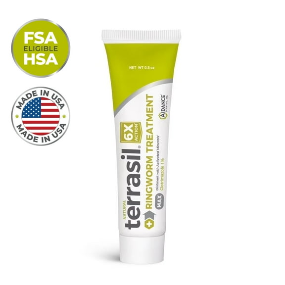 Terrasil Antifungal Ringworm Cream for Adults & Kids, Clinically Proven 1% Clotrimazole (14gm Tube)