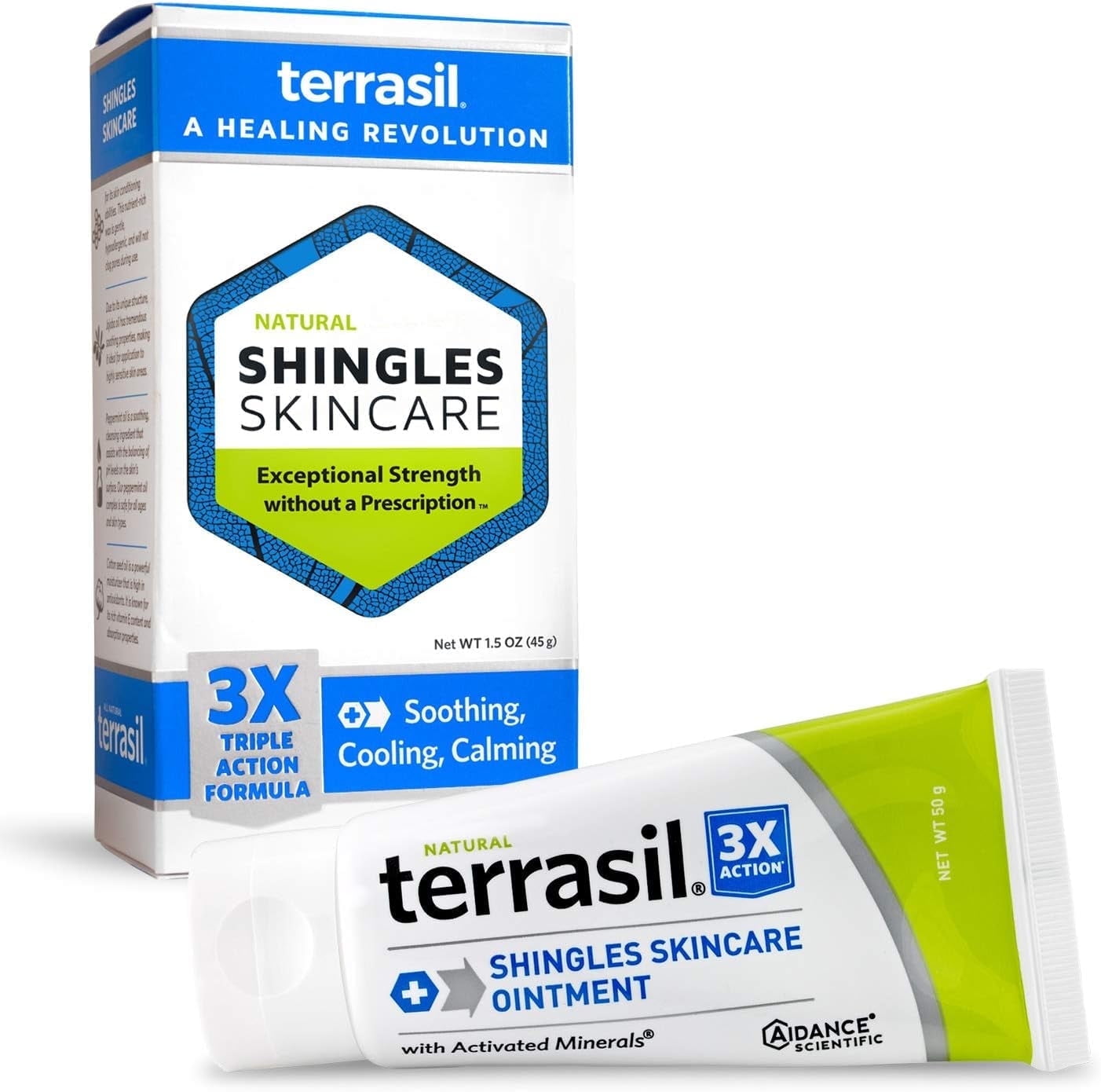 Terrasil Shingles Skincare Treatment, All-Natural, Anti-Itch & Pain Relief Rash Outbreak Cream, 45gm