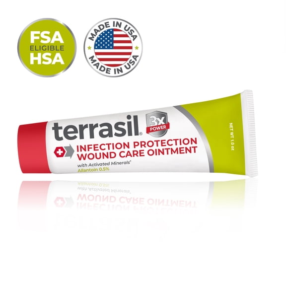 Terrasil Wound Care 3X - Wound Healing Ointment & Infection Protection for Sores, Blisters, Cuts & Burns - Dermatologist-Tested, Hypoallergenic (1oz)