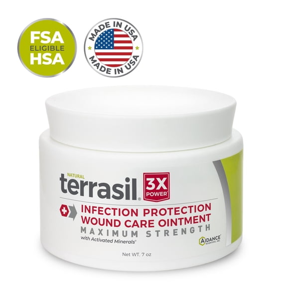 Terrasil Wound Care Cream for Wounds, Burns, Cuts, Scrapes, Ulcers and Sores Hypoallergenic 7oz Jar