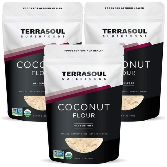 Terrasoul Superfoods Organic Coconut Flour, 6 Lbs (2 Lbs 3-Pack) - Gluten-Free , Unrefined , Fine Texture