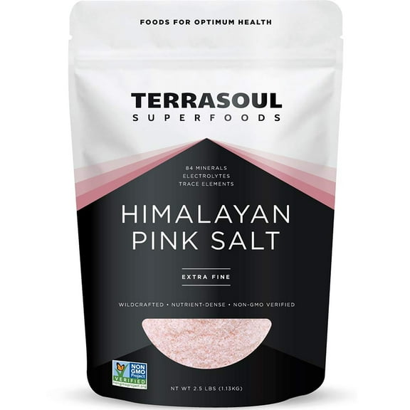 Terrasoul Superfoods Himalayan Pink Salt, 2.5 Lbs - Extra Fine Grind | Trace Minerals