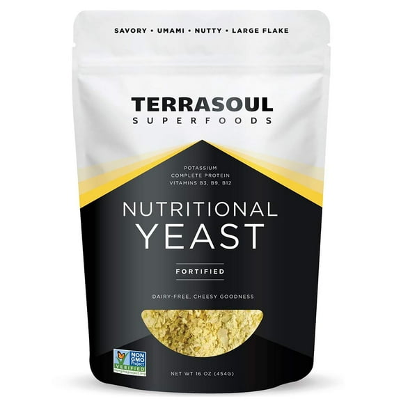 Terrasoul Superfoods Nutritional Yeast Flakes, 1 Lb - Fortified, Savory Superfood for Vegan Cheese, Seasoning, and Plant-Based Protein