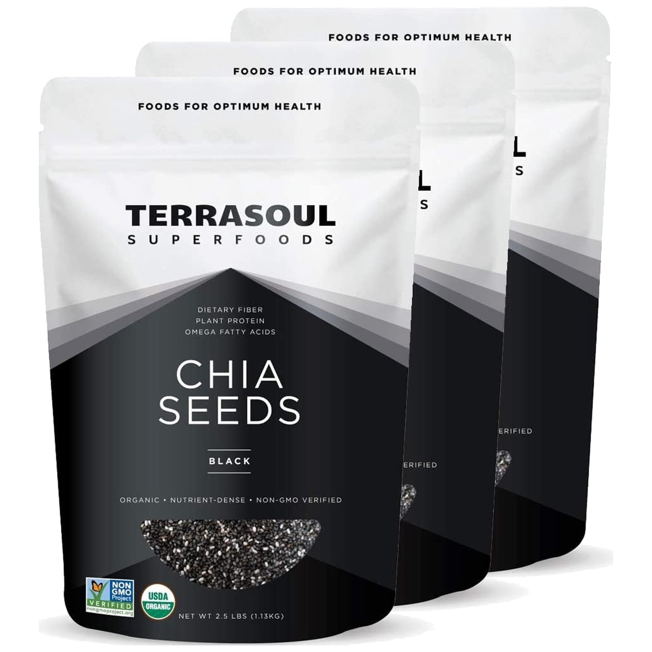 Terrasoul Superfoods Organic Black Chia Seeds, 7.5 Pounds (2.5 Lbs 3-Pack) - Nutrient-Packed Superfood for Energy, Puddings, Smoothies, and Baking