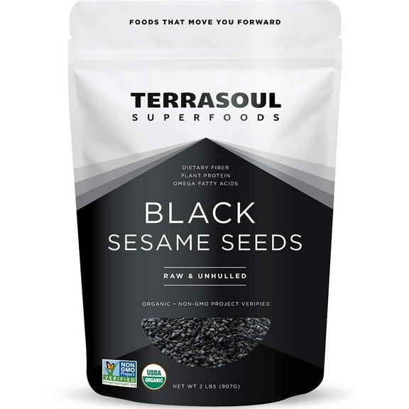 Terrasoul Superfoods Organic Black Sesame Seeds, 2 Lbs - Raw | Unhulled