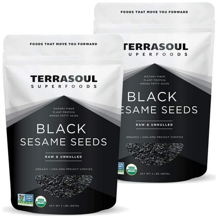 Terrasoul Superfoods Organic Black Sesame Seeds, 4 Lbs (2 Lbs 2-Pack) - Raw | Unhulled