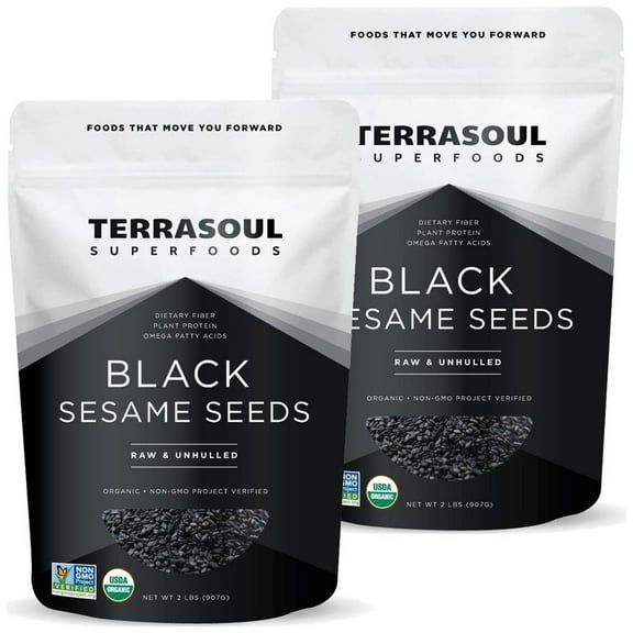 Terrasoul Superfoods Organic Black Sesame Seeds, 4 Lbs (2 Lbs 2-Pack) - Raw | Unhulled