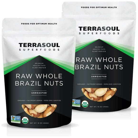 Terrasoul Superfoods Organic Brazil Nuts, 2 Lbs (1 Lb 2-Pack) - Raw | Unsalted | Rich in Selenium