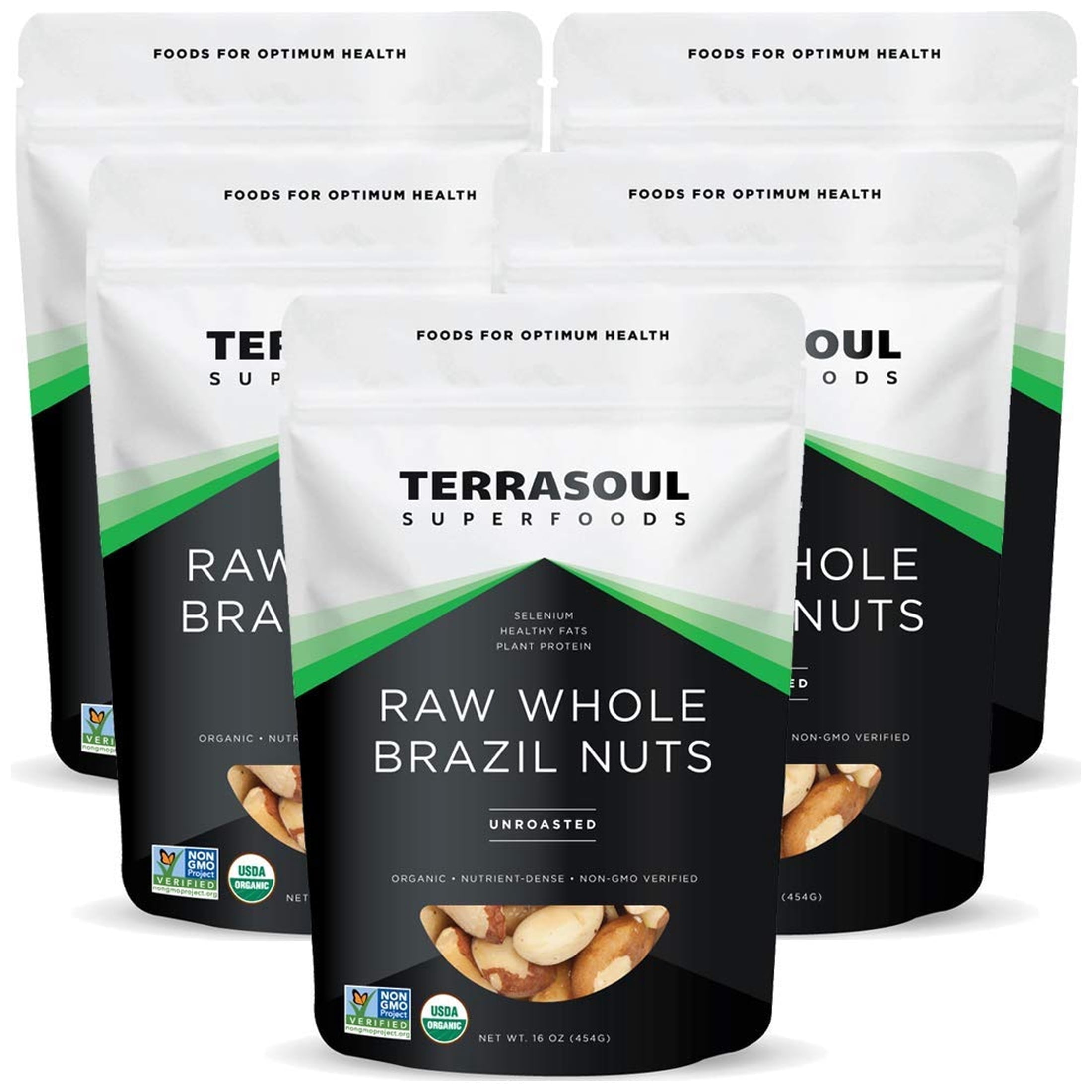 Terrasoul Superfoods Organic Brazil Nuts, 5 Lbs (1 Lb 5-Pack) - Raw | Unsalted | Rich in Selenium