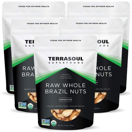 Terrasoul Superfoods Organic Brazil Nuts, 5 Lbs (1 Lb 5-Pack) - Raw | Unsalted | Rich in Selenium