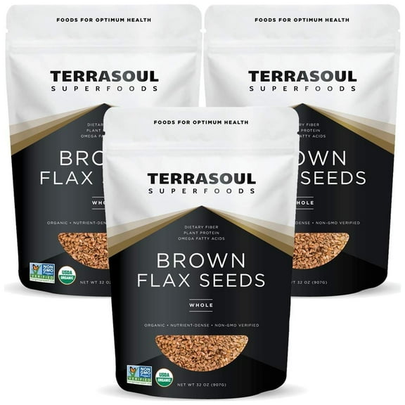 Terrasoul Superfoods Organic Brown Flax Seeds, 6 Lbs (2 Lbs 3-Pack)