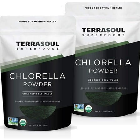 Terrasoul Superfoods Organic Chlorella Powder (Cracked Cell Walls) - 12 Oz (6 Oz 2-Pack)