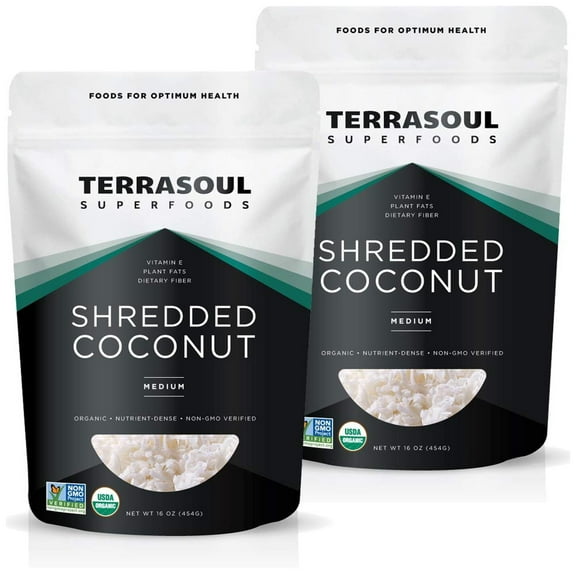 Terrasoul Superfoods Organic Coconut Flakes, 2 Lbs (1 Lb 2-Pack) - Medium Flakes | Unsweetened | Perfect for Baking