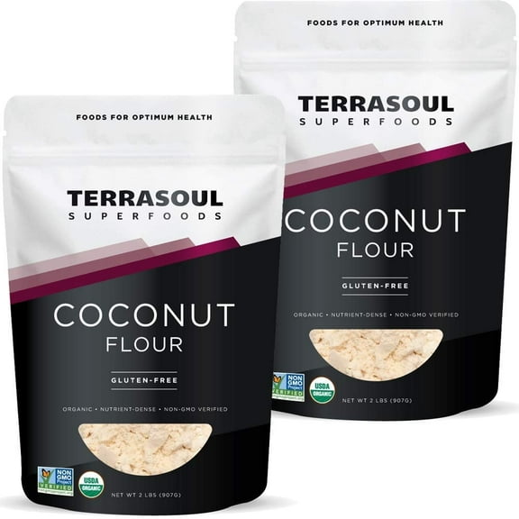 Terrasoul Superfoods Organic Coconut Flour, 4 Lbs (2 Lbs 2-Pack) - Gluten-Free , Unrefined , Fine Texture