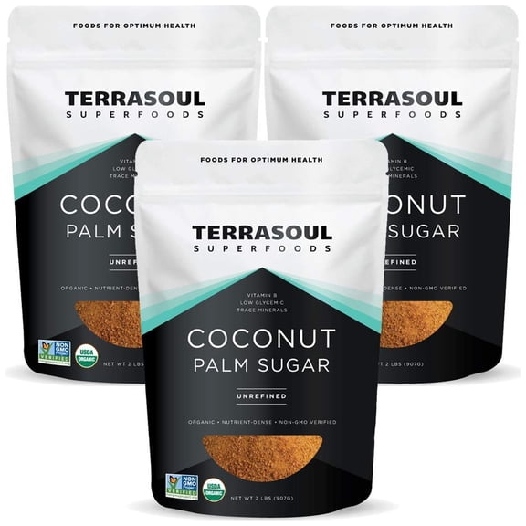 Terrasoul Superfoods Organic Coconut Sugar, 6 Lbs (2 Lbs 3-Pack) - Low Glycemic | Unrefined | Trace Minerals
