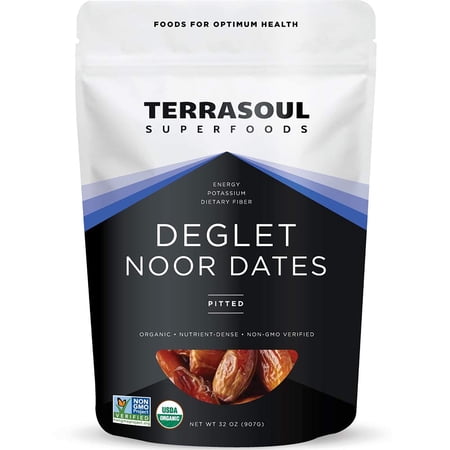 Terrasoul Superfoods Organic Deglet Dates, 2 Lbs - Pitted | Fresh | Natural Sweetener