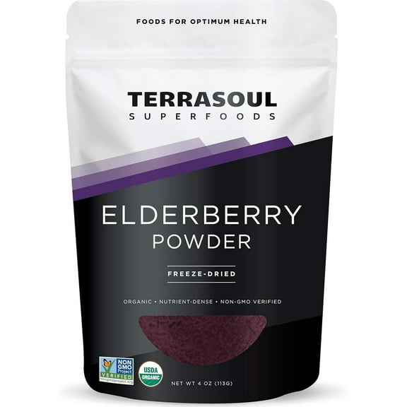 Terrasoul Superfoods Organic Elderberry Powder, 4 Oz - Freeze-Dried