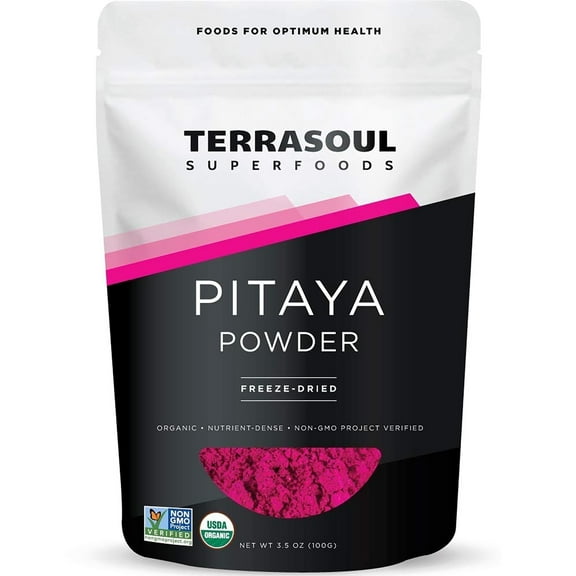 Terrasoul Superfoods Organic Freeze-Dried Pitaya Powder (Dragon Fruit), 3.5 Oz - Vibrant Color | Antioxidants | Vitamin C