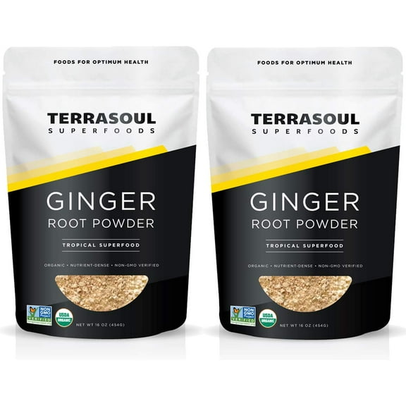 Terrasoul Superfoods Organic Ginger Powder, 2 Lbs (1 Lb 2-Pack) - Lab-Tested | Raw | Potent Spicy Flavor