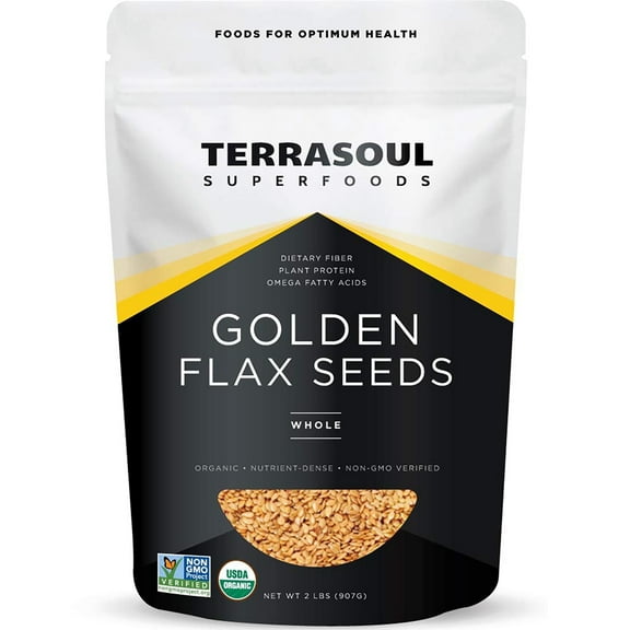 Terrasoul Superfoods Organic Golden Flax Seeds, 2 Lbs - Fiber | Protein | Omega Fats