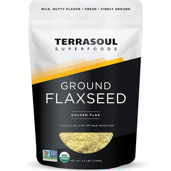 Terrasoul Superfoods Organic Ground Flax Seeds, 2.5 Lbs - Finely Ground | Smooth Texture | Golden Flax