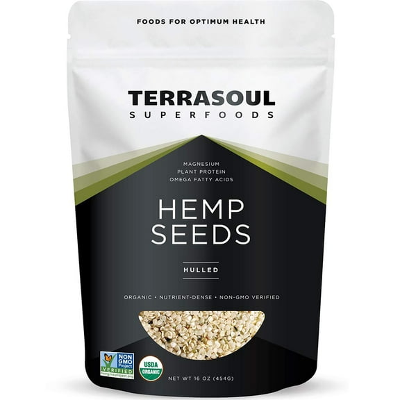 Terrasoul Superfoods Organic Hemp Seeds, 1 Lb, Versatile Superfood for Smoothies, Salads, and Grain-Free Toppings