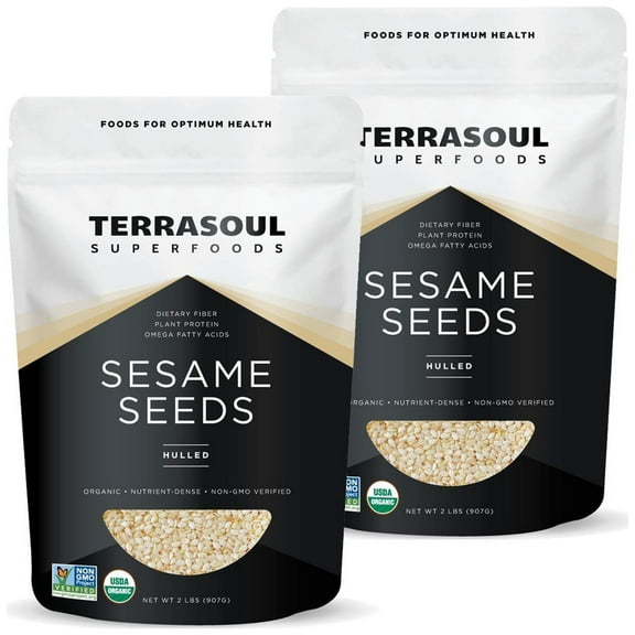 Terrasoul Superfoods Organic Hulled Sesame Seeds, 4 Lbs (2 Lbs 2-Pack) - Perfect for Tahini | Gluten-free | Raw