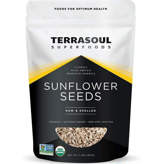 Terrasoul Superfoods Organic Hulled Sunflower Seeds, 2 Lbs - Hulled | Fresh | Vitamin E