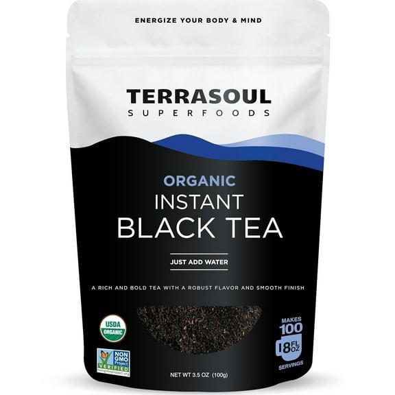 Terrasoul Superfoods Organic Instant Black Tea, 3.5 Oz - Premium, Bold & Smooth Flavor, USDA Organic