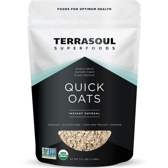 Terrasoul Superfoods Organic Instant Quick Oats, 2.5 Lbs - Non-GMO, Gluten-Free Breakfast Essential