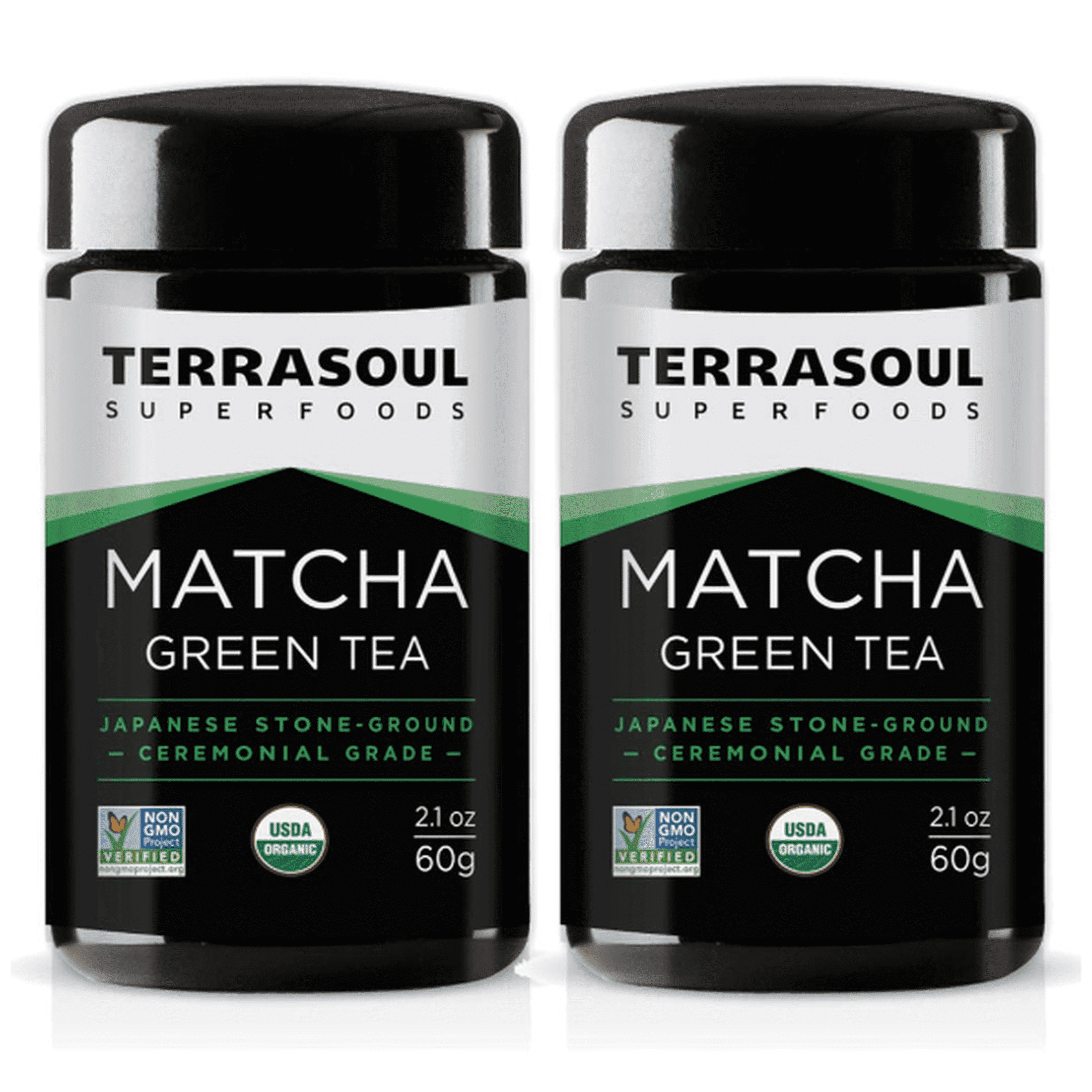 Terrasoul Superfoods Organic Matcha Green Tea (Ceremonial Grade in Miron Glass), 4.24 Oz / 120g (2.12 Oz 2-Pack)