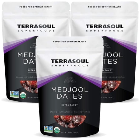 Terrasoul Superfoods Organic Medjool Dates, 6 Lbs (2 Lbs 3-Pack) - Soft Chewy Texture | Sweet Caramel Flavor | Farm Fresh