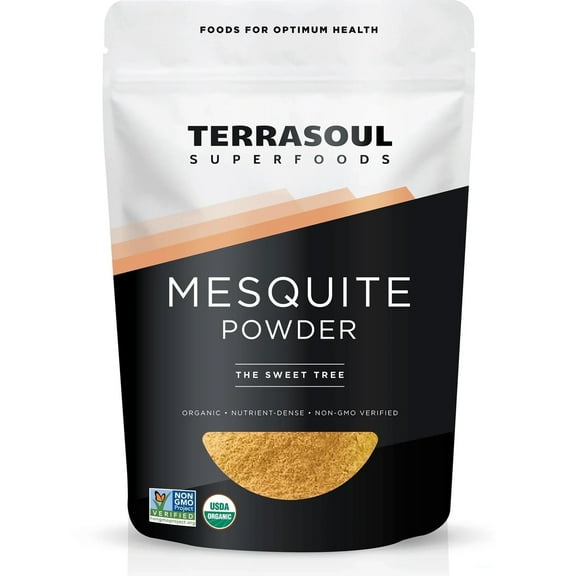 Terrasoul Superfoods Organic Mesquite Powder, 1 Lb - Baking Ingredient, Nutrient-Packed Smoothie Booster, BBQ Marinade Enhancer, Coffee Flavor Enhancer