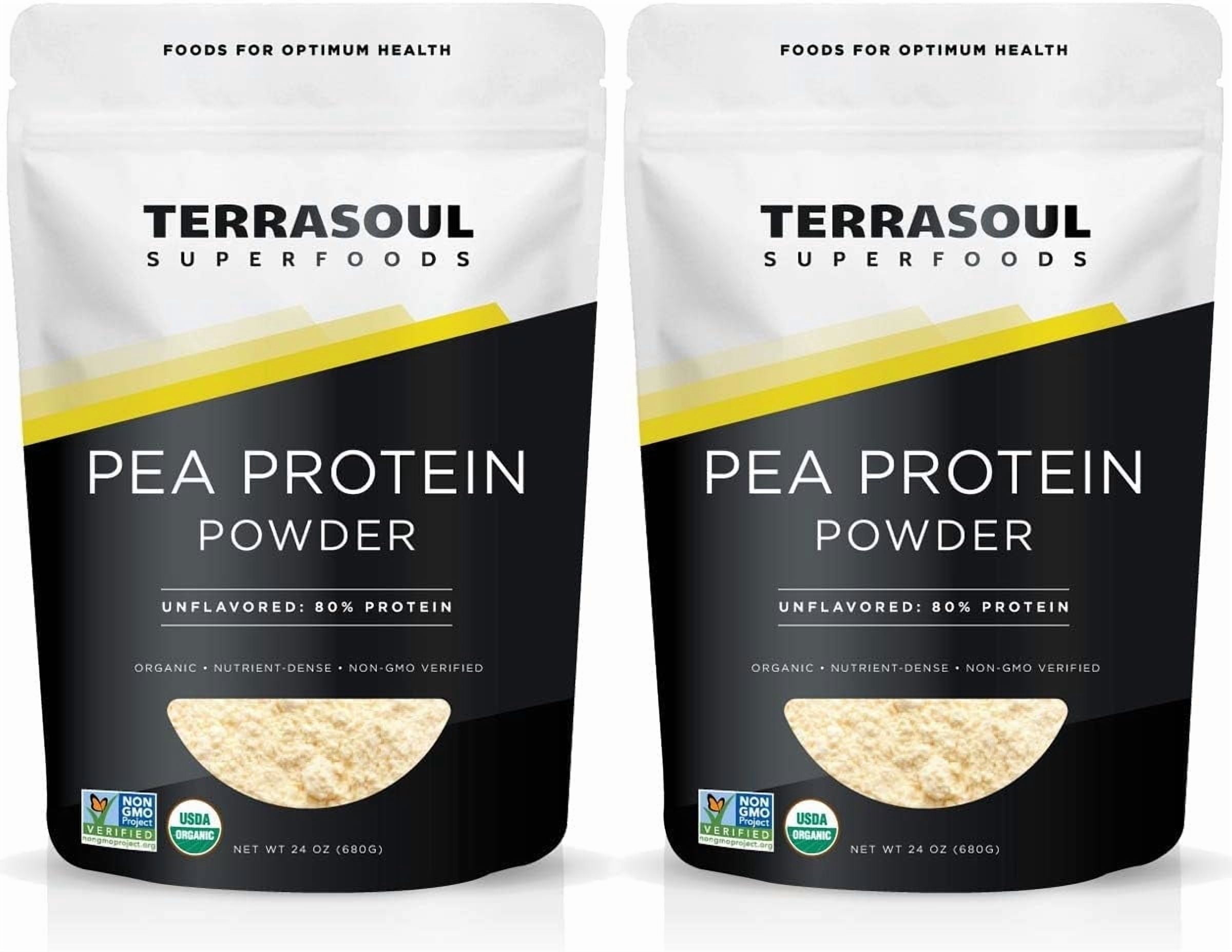 Terrasoul Superfoods Organic Pea Protein (Unflavored, Smooth Texture), 3 Lbs (1.5 Lb 2-Pack)