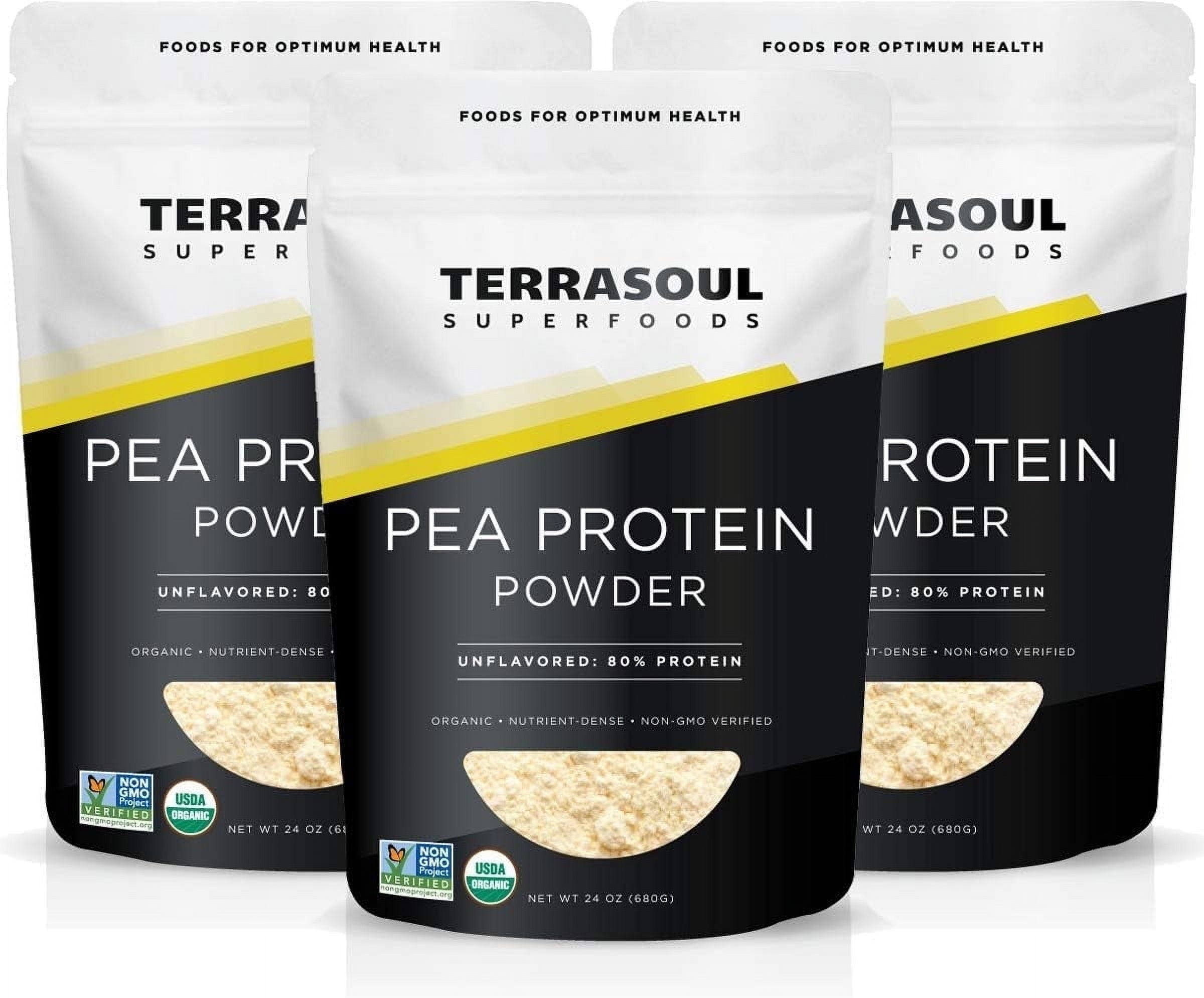 Terrasoul Superfoods Organic Pea Protein (Unflavored, Smooth Texture), 4.5 Lbs (1.5 Lb 3-Pack)