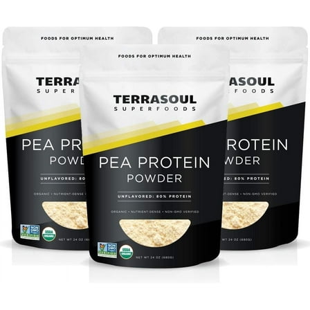Terrasoul Superfoods Organic Pea Protein (Unflavored, Smooth Texture), 4.5 Lbs (1.5 Lb 3-Pack)