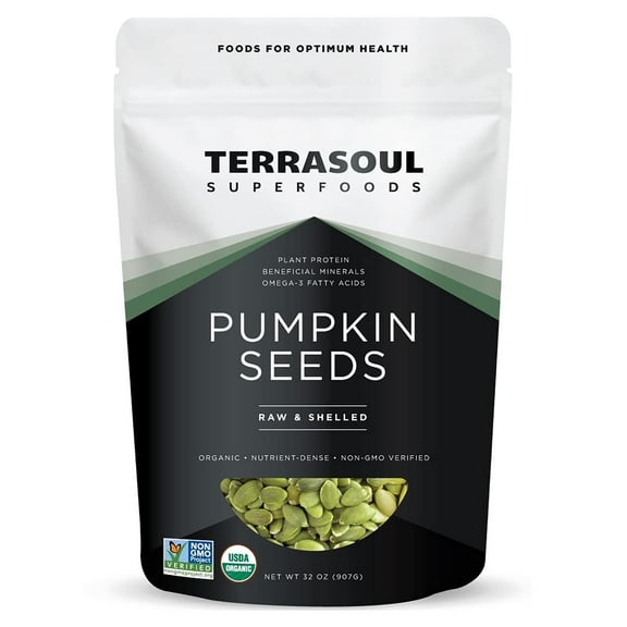 Terrasoul Superfoods Organic Pumpkin Seeds, 2 Lbs - Raw, Unsalted, Superfood for Snacking & Salad Boost