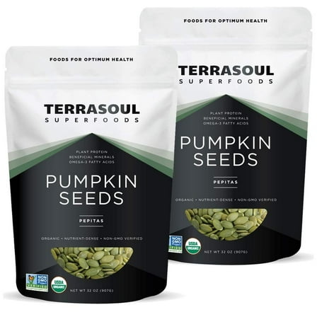 Terrasoul Superfoods Organic Pumpkin Seeds, 4 Lbs (2 lbs 2-Pack) - Raw, Unsalted, Superfood for Snacking & Salad Boost