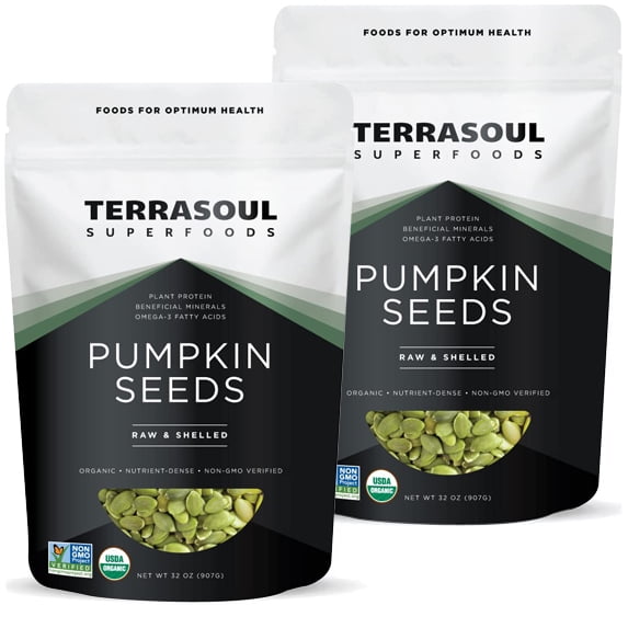 Terrasoul Superfoods Organic Pumpkin Seeds, 4 Lbs (2 lbs 2-Pack) - Raw, Unsalted, Superfood for Snacking & Salad Boost