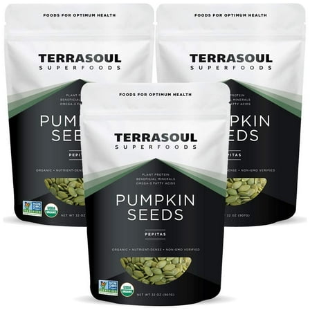 Terrasoul Superfoods Organic Pumpkin Seeds, 6 Lbs (2 Lbs 3-Pack) - Raw, Unsalted, Superfood for Snacking & Salad Boost