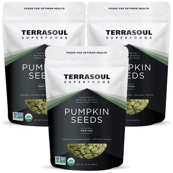 Terrasoul Superfoods Organic Pumpkin Seeds, 6 Lbs (2 Lbs 3-Pack) - Raw, Unsalted, Superfood for Snacking & Salad Boost